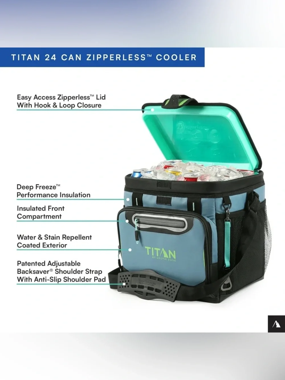 NWT Titan by Arctic Zone 24 Can, 16 Quart Zipperless Soft Cooler